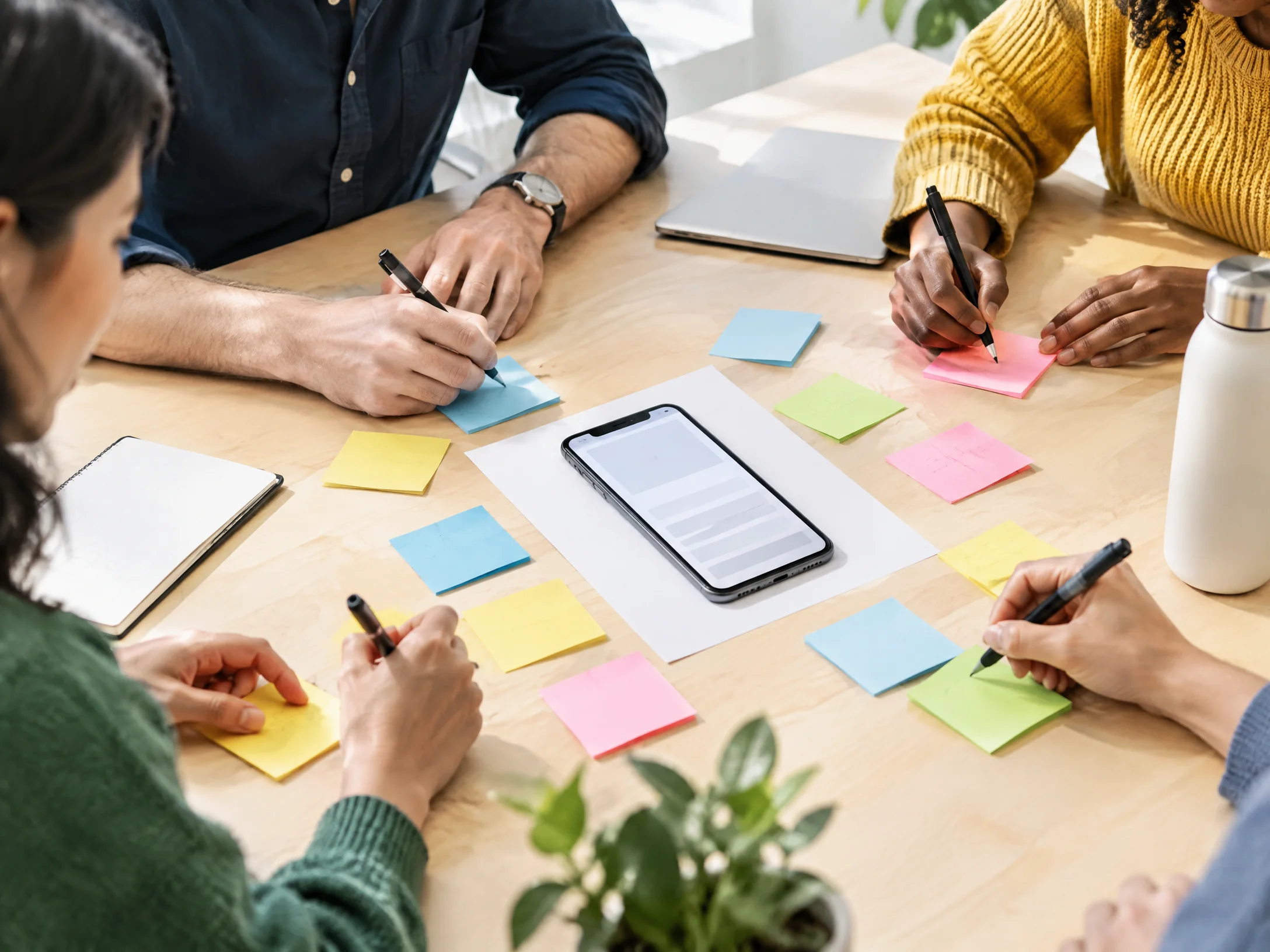 Product team writing notes
